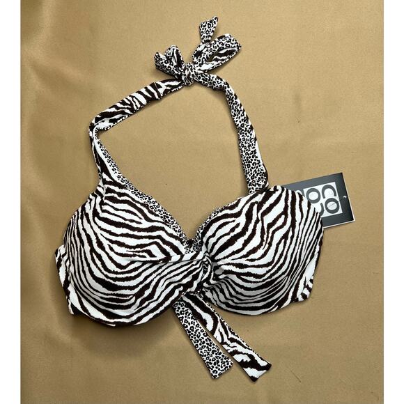 Coco Reef Verso Twist Reversible Underwire Bikini Top 36/38DD Native Zebra NWT - Picture 6 of 8